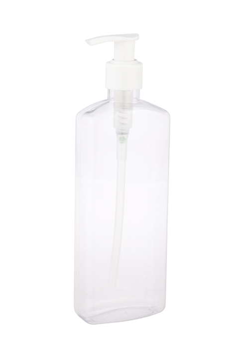 400ml PET 투명 평면 사각형 병 로션 펌프 손 소독제 병